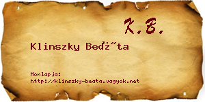 Klinszky Beáta névjegykártya