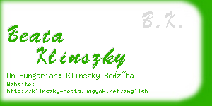 beata klinszky business card